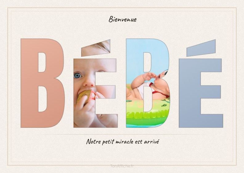 Affiche BÉBÉ pastel avec photos dans les lettres